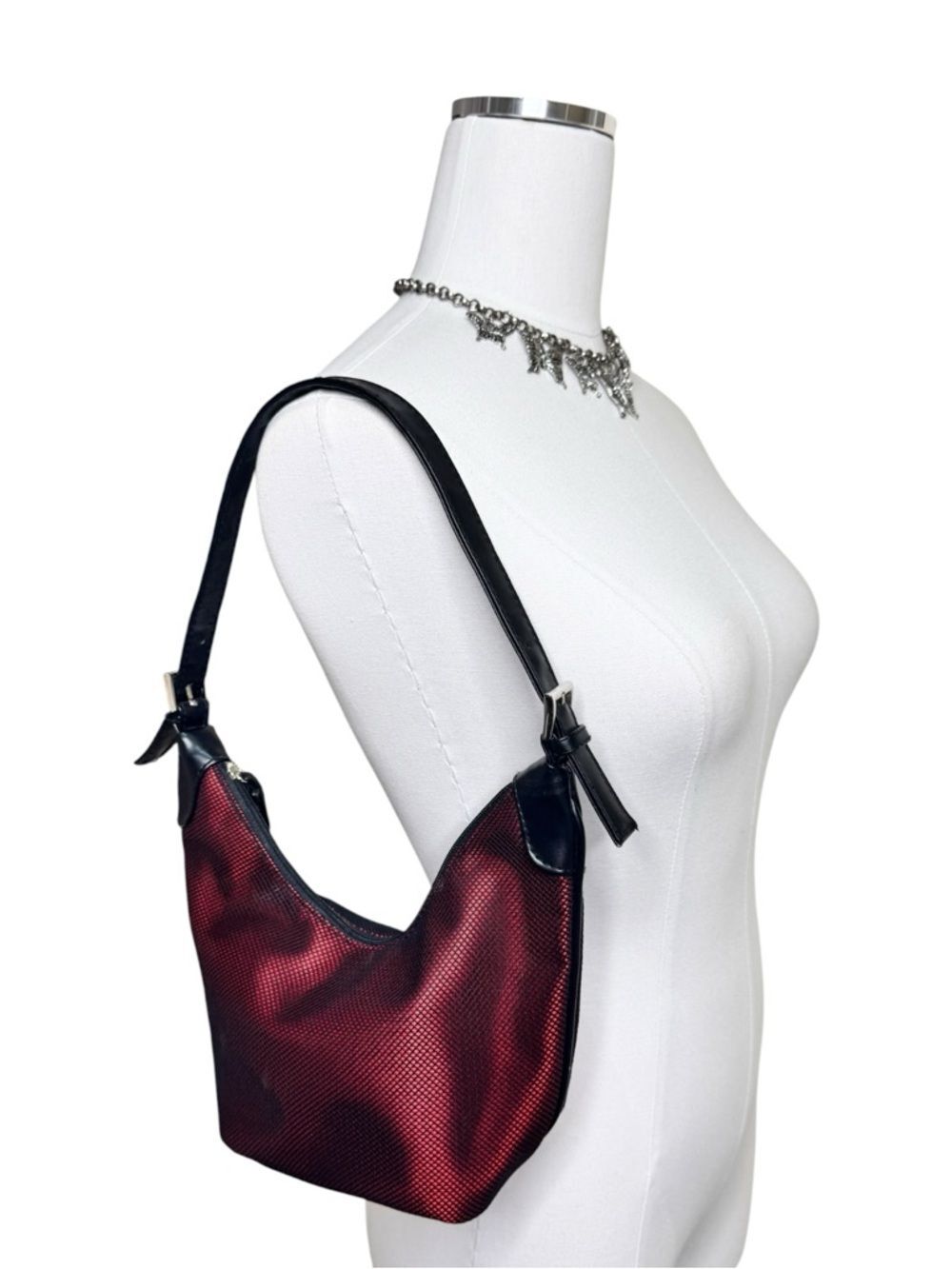 Y2K Victoria’s Secret Black Mesh + Red Shoulder Bag with Black Trim